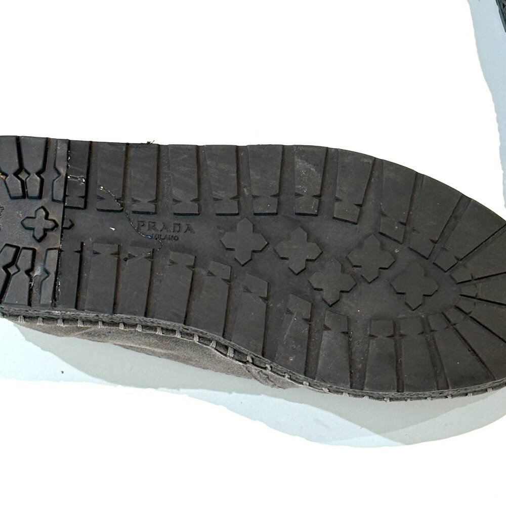 Prada Grey Suede Platform Espadrille Loafers Slip-On Shoes Size 37.5 US 7.5 - Picture 8 of 9